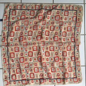 Tristan and Iseut 100% Silk Neck Scarf beige with orange squares